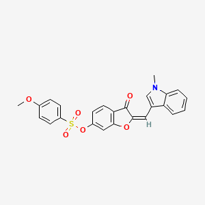 (2E)-2-[(1-methyl-1H-indol-3-yl)methylidene]-3-oxo-2,3-dihydro-1-benzofuran-6-yl 4-methoxybenzenesulfonate