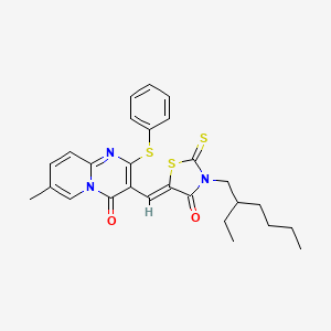 3-{(Z)-[3-(2-ethylhexyl)-4-oxo-2-thioxo-1,3-thiazolidin-5-ylidene]methyl}-7-methyl-2-(phenylsulfanyl)-4H-pyrido[1,2-a]pyrimidin-4-one