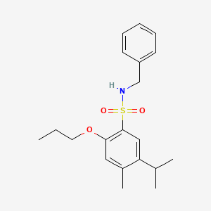 molecular formula C20H27NO3S B12199845 {[4-Methyl-5-(methylethyl)-2-propoxyphenyl]sulfonyl}benzylamine 