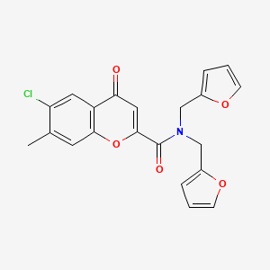 6-chloro-N,N-bis(furan-2-ylmethyl)-7-methyl-4-oxo-4H-chromene-2-carboxamide