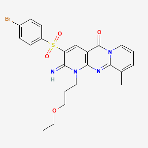 5-(4-bromophenyl)sulfonyl-7-(3-ethoxypropyl)-6-imino-11-methyl-1,7,9-triazatricyclo[8.4.0.03,8]tetradeca-3(8),4,9,11,13-pentaen-2-one