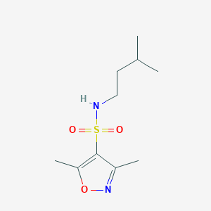 molecular formula C10H18N2O3S B12199952 3,5-dimethyl-N-(3-methylbutyl)-1,2-oxazole-4-sulfonamide 