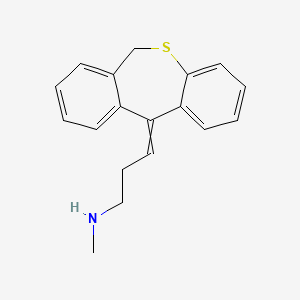 molecular formula C18H19NS B1219996 Dibenzo[b,e]thiepin, 1-propanamine deriv.; 11-(3-Methylaminopropylidene)-6,11-dihydrodibenz[b,e]thiepine; Nordosulepin; Nordothiepin; Northiadene 