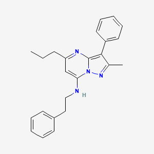 molecular formula C24H26N4 B12199964 2-methyl-3-phenyl-N-(2-phenylethyl)-5-propylpyrazolo[1,5-a]pyrimidin-7-amine 