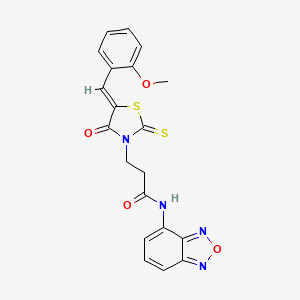 molecular formula C20H16N4O4S2 B12199982 N-(2,1,3-benzoxadiazol-4-yl)-3-[(5Z)-5-(2-methoxybenzylidene)-4-oxo-2-thioxo-1,3-thiazolidin-3-yl]propanamide 