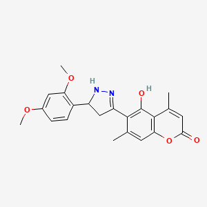 6-[5-(2,4-dimethoxyphenyl)-4,5-dihydro-1H-pyrazol-3-yl]-5-hydroxy-4,7-dimethyl-2H-chromen-2-one