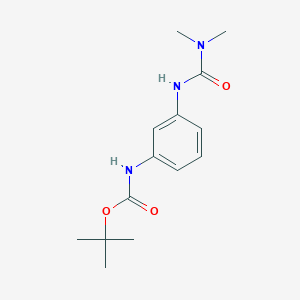 molecular formula C14H21N3O3 B1220004 N'-(3-{[tert-Butoxy(hydroxy)methylidene]amino}phenyl)-N,N-dimethylcarbamimidic acid 