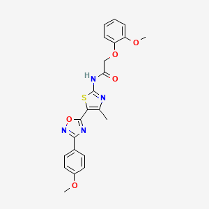 molecular formula C22H20N4O5S B12200050 2-(2-methoxyphenoxy)-N-[(2Z)-5-[3-(4-methoxyphenyl)-1,2,4-oxadiazol-5-yl]-4-methyl-1,3-thiazol-2(3H)-ylidene]acetamide 