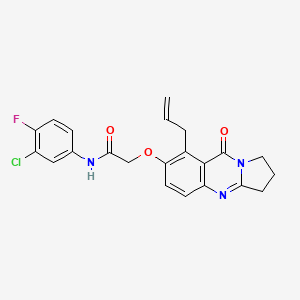 N-(3-chloro-4-fluorophenyl)-2-{[9-oxo-8-(prop-2-en-1-yl)-1,2,3,9-tetrahydropyrrolo[2,1-b]quinazolin-7-yl]oxy}acetamide