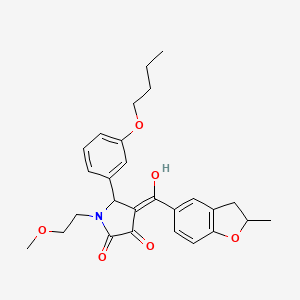 (4E)-5-(3-butoxyphenyl)-4-[hydroxy(2-methyl-2,3-dihydro-1-benzofuran-5-yl)methylidene]-1-(2-methoxyethyl)pyrrolidine-2,3-dione