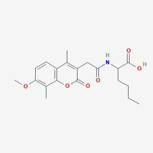 molecular formula C20H25NO6 B12200122 N-[(7-methoxy-4,8-dimethyl-2-oxo-2H-chromen-3-yl)acetyl]norleucine 