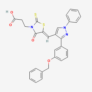 molecular formula C29H23N3O4S2 B12200135 3-[(5Z)-5-({3-[3-(benzyloxy)phenyl]-1-phenyl-1H-pyrazol-4-yl}methylidene)-4-oxo-2-thioxo-1,3-thiazolidin-3-yl]propanoic acid 