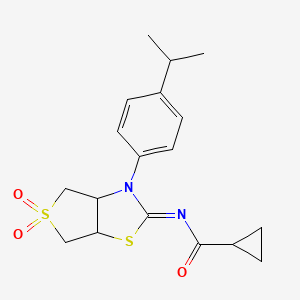 N-[(2Z)-5,5-dioxido-3-[4-(propan-2-yl)phenyl]tetrahydrothieno[3,4-d][1,3]thiazol-2(3H)-ylidene]cyclopropanecarboxamide