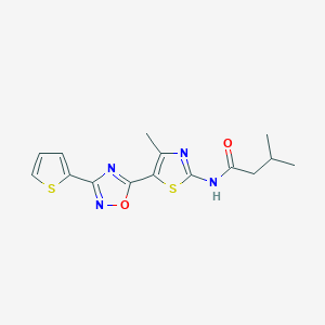 molecular formula C15H16N4O2S2 B12200158 3-methyl-N-[(2Z)-4-methyl-5-[3-(thiophen-2-yl)-1,2,4-oxadiazol-5-yl]-1,3-thiazol-2(3H)-ylidene]butanamide 