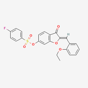 molecular formula C23H17FO6S B12200246 (2Z)-2-(2-ethoxybenzylidene)-3-oxo-2,3-dihydro-1-benzofuran-6-yl 4-fluorobenzenesulfonate 