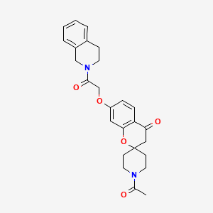 molecular formula C26H28N2O5 B12200293 1'-acetyl-7-[2-(3,4-dihydroisoquinolin-2(1H)-yl)-2-oxoethoxy]spiro[chromene-2,4'-piperidin]-4(3H)-one 