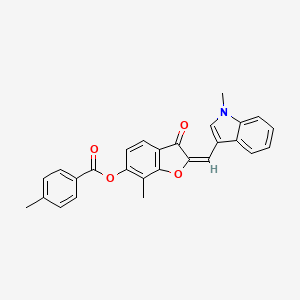 (2E)-7-methyl-2-[(1-methyl-1H-indol-3-yl)methylidene]-3-oxo-2,3-dihydro-1-benzofuran-6-yl 4-methylbenzoate