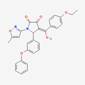 molecular formula C29H24N2O6 B12200342 (4E)-4-[(4-ethoxyphenyl)(hydroxy)methylidene]-1-(5-methyl-1,2-oxazol-3-yl)-5-(3-phenoxyphenyl)pyrrolidine-2,3-dione 