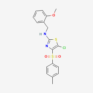 molecular formula C18H17ClN2O3S2 B12200358 5-chloro-N-[(2-methoxyphenyl)methyl]-4-(4-methylbenzenesulfonyl)-1,3-thiazol-2-amine 