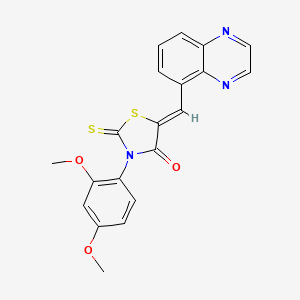 molecular formula C20H15N3O3S2 B12200376 (5Z)-3-(2,4-dimethoxyphenyl)-5-(quinoxalin-5-ylmethylidene)-2-thioxo-1,3-thiazolidin-4-one 