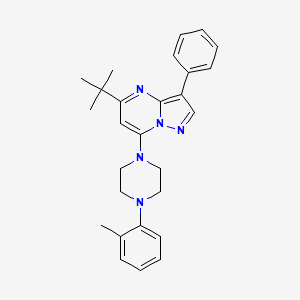 molecular formula C27H31N5 B12200409 5-Tert-butyl-7-[4-(2-methylphenyl)piperazin-1-yl]-3-phenylpyrazolo[1,5-a]pyrimidine 