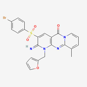 5-(4-bromophenyl)sulfonyl-7-(furan-2-ylmethyl)-6-imino-11-methyl-1,7,9-triazatricyclo[8.4.0.03,8]tetradeca-3(8),4,9,11,13-pentaen-2-one