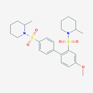 molecular formula C25H34N2O5S2 B12200435 1-({4'-Methoxy-2'-[(2-methylpiperidin-1-yl)sulfonyl]-[1,1'-biphenyl]-4-yl}sulfonyl)-2-methylpiperidine 