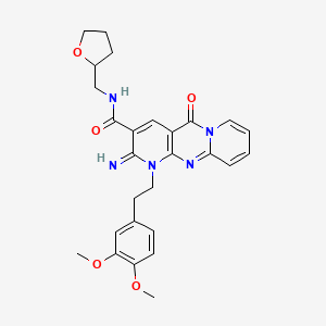 7-[2-(3,4-dimethoxyphenyl)ethyl]-6-imino-2-oxo-N-(oxolan-2-ylmethyl)-1,7,9-triazatricyclo[8.4.0.03,8]tetradeca-3(8),4,9,11,13-pentaene-5-carboxamide