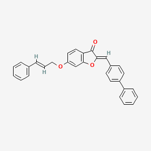 molecular formula C30H22O3 B12200460 (2Z)-2-(biphenyl-4-ylmethylidene)-6-{[(2E)-3-phenylprop-2-en-1-yl]oxy}-1-benzofuran-3(2H)-one 