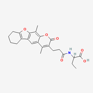 2-{[3-(4,11-dimethyl-2-oxo-6,7,8,9-tetrahydro-2H-[1]benzofuro[3,2-g]chromen-3-yl)propanoyl]amino}butanoic acid