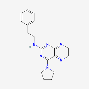 molecular formula C18H20N6 B12200515 N-(2-phenylethyl)-4-(pyrrolidin-1-yl)pteridin-2-amine 