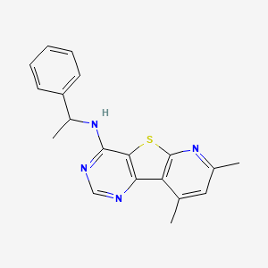 molecular formula C19H18N4S B12200518 (7,9-Dimethylpyrimidino[4',5'-4,5]thiopheno[2,3-b]pyridin-4-yl)(phenylethyl)am ine 