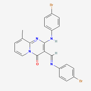 molecular formula C22H16Br2N4O B12200577 2-[(4-bromophenyl)amino]-3-{(E)-[(4-bromophenyl)imino]methyl}-9-methyl-4H-pyrido[1,2-a]pyrimidin-4-one 