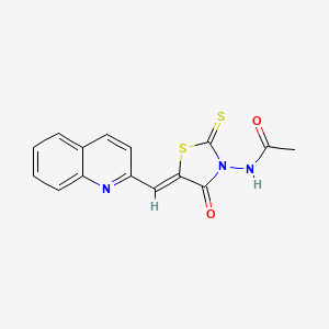 molecular formula C15H11N3O2S2 B12200582 N-[(5Z)-4-oxo-5-(quinolin-2-ylmethylidene)-2-thioxo-1,3-thiazolidin-3-yl]acetamide 