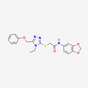 molecular formula C20H20N4O4S B12200598 N-(1,3-benzodioxol-5-yl)-2-{[4-ethyl-5-(phenoxymethyl)-4H-1,2,4-triazol-3-yl]sulfanyl}acetamide 