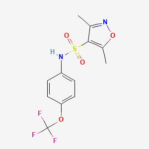 molecular formula C12H11F3N2O4S B12200605 3,5-dimethyl-N-[4-(trifluoromethoxy)phenyl]-1,2-oxazole-4-sulfonamide 