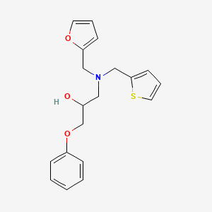 molecular formula C19H21NO3S B12200633 1-[(Furan-2-ylmethyl)(thiophen-2-ylmethyl)amino]-3-phenoxypropan-2-ol 