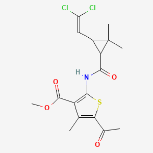 molecular formula C17H19Cl2NO4S B12200645 Methyl 5-acetyl-2-({[3-(2,2-dichloroethenyl)-2,2-dimethylcyclopropyl]carbonyl}amino)-4-methylthiophene-3-carboxylate 