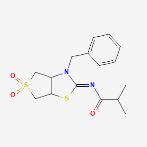 molecular formula C16H20N2O3S2 B12200688 N-[(2Z)-3-benzyl-5,5-dioxidotetrahydrothieno[3,4-d][1,3]thiazol-2(3H)-ylidene]-2-methylpropanamide 