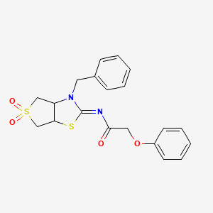 molecular formula C20H20N2O4S2 B12200694 N-[(2Z)-3-benzyl-5,5-dioxidotetrahydrothieno[3,4-d][1,3]thiazol-2(3H)-ylidene]-2-phenoxyacetamide 