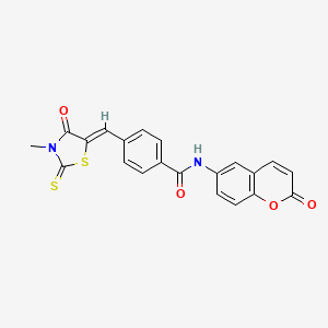 molecular formula C21H14N2O4S2 B12200700 4-[(Z)-(3-methyl-4-oxo-2-thioxo-1,3-thiazolidin-5-ylidene)methyl]-N-(2-oxo-2H-chromen-6-yl)benzamide 