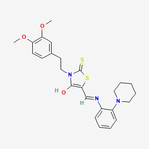 (5E)-3-[2-(3,4-dimethoxyphenyl)ethyl]-5-({[2-(piperidin-1-yl)phenyl]amino}methylidene)-2-thioxo-1,3-thiazolidin-4-one