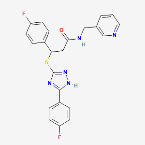 3-(4-fluorophenyl)-3-{[3-(4-fluorophenyl)-1H-1,2,4-triazol-5-yl]sulfanyl}-N-(pyridin-3-ylmethyl)propanamide