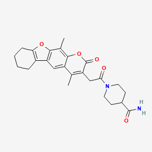 1-[(4,11-dimethyl-2-oxo-6,7,8,9-tetrahydro-2H-[1]benzofuro[3,2-g]chromen-3-yl)acetyl]piperidine-4-carboxamide