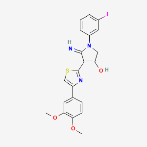 molecular formula C21H18IN3O3S B12200748 5-amino-4-[4-(3,4-dimethoxyphenyl)-1,3-thiazol-2-yl]-1-(3-iodophenyl)-1,2-dihydro-3H-pyrrol-3-one 