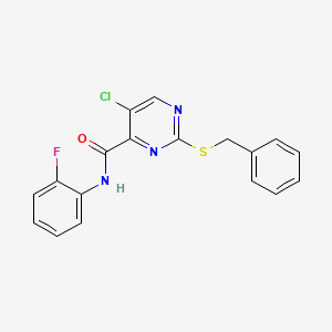 molecular formula C18H13ClFN3OS B12200749 2-(benzylsulfanyl)-5-chloro-N-(2-fluorophenyl)pyrimidine-4-carboxamide 