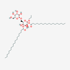 molecular formula C51H96O15 B1220076 [(2R,3S,4R,5S,6R)-3,4,5-trihydroxy-3-octadecanoyloxy-2-propoxy-6-[[(2S,3R,4S,5R,6R)-3,4,5-trihydroxy-6-(hydroxymethyl)oxan-2-yl]oxymethyl]oxan-4-yl] octadecanoate CAS No. 57731-85-8