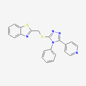 molecular formula C21H15N5S2 B12200798 3-(Benzothiazol-2-ylmethylthio)-4-phenyl-5-(4-pyridyl)-1,2,4-triazole 