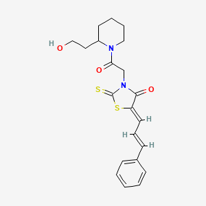 molecular formula C21H24N2O3S2 B12200823 (5Z)-3-{2-[2-(2-hydroxyethyl)piperidin-1-yl]-2-oxoethyl}-5-[(2E)-3-phenylprop-2-en-1-ylidene]-2-thioxo-1,3-thiazolidin-4-one 