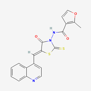 molecular formula C19H13N3O3S2 B12200839 2-methyl-N-[(5Z)-4-oxo-5-(quinolin-4-ylmethylidene)-2-thioxo-1,3-thiazolidin-3-yl]furan-3-carboxamide 